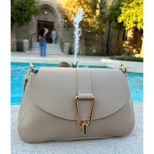 Ivan Troy Carla Beige Women's Italian Leather Outdoor Crossbody Shoulder Bag